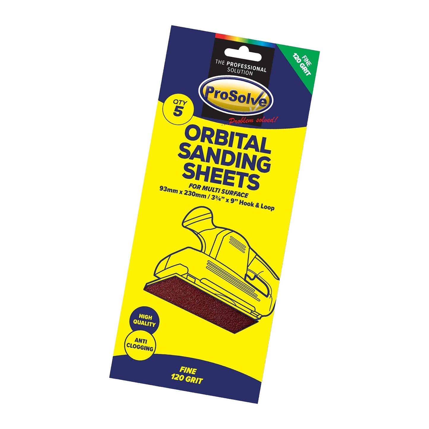 Sanding Sheet -Hook & Loop Pk 5 (93x230mm)