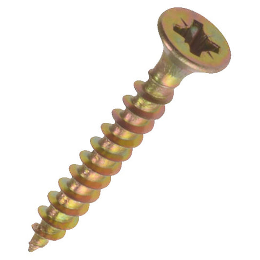 Pozi Countersunk Twinthread Woodscrews Electro Brassed (Sold as singles)