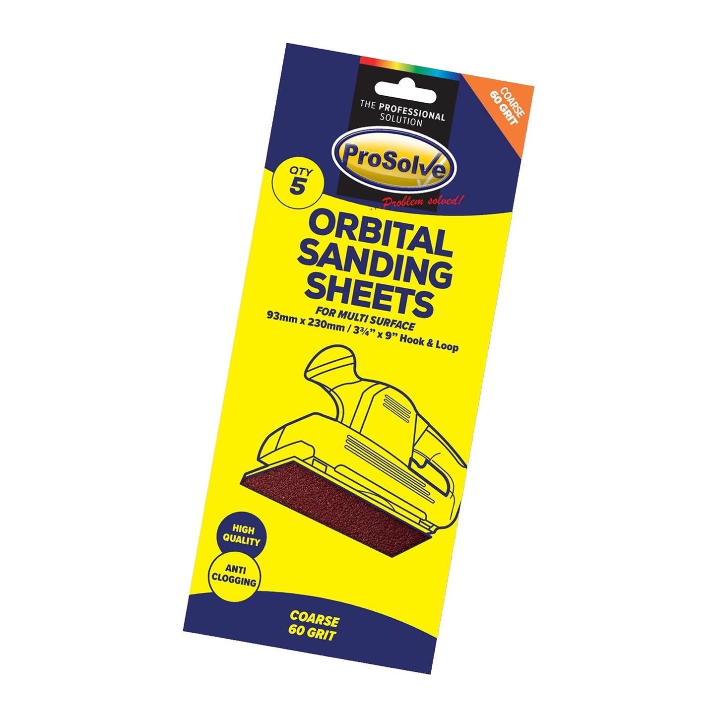 Sanding Sheet -Hook & Loop Pk 5 (93x230mm)