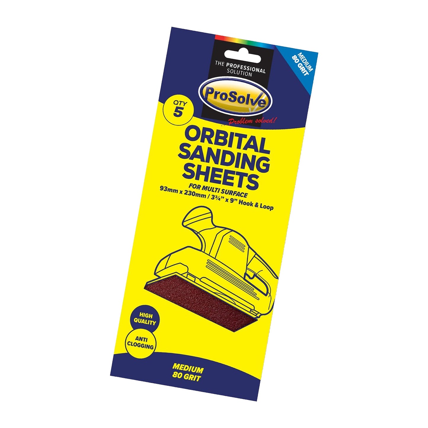 Sanding Sheet -Hook & Loop Pk 5 (93x230mm)